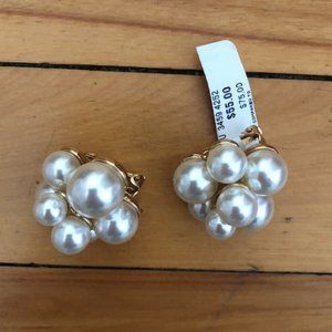 Kenneth Jay Lane pearl cluster clip on earrings